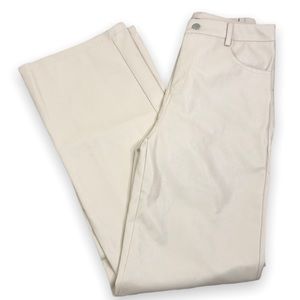 Nasty Gal womens cream faux leather wide leg pants size small new